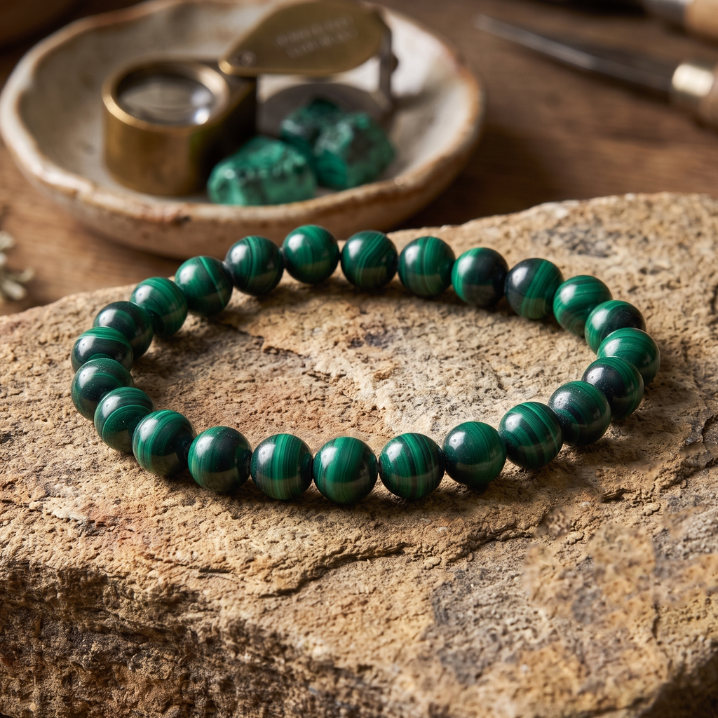 Malachite Crystal Bracelet – Protection, Transformation & Abundance