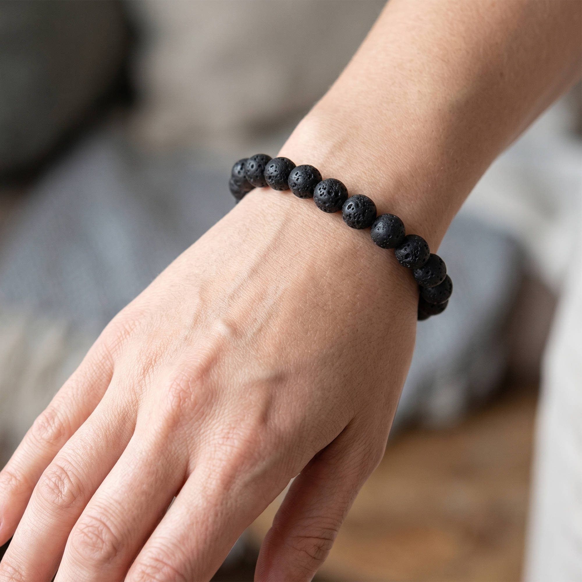 Lava Stone Crystal Bracelet – Grounding, Strength & Essential Oil Diffuser