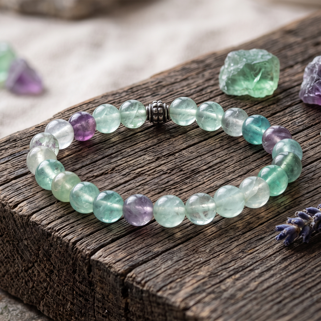 Rainbow Fluorite Crystal Bracelet – Clarity, Focus & Emotional Balance
